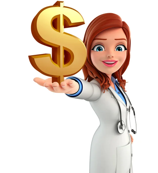 Young Doctor with dollar sign — Stock Photo, Image