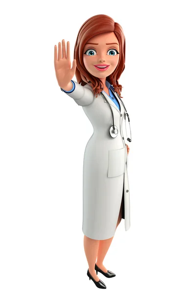 Young Doctor with stop pose — Stock Photo, Image