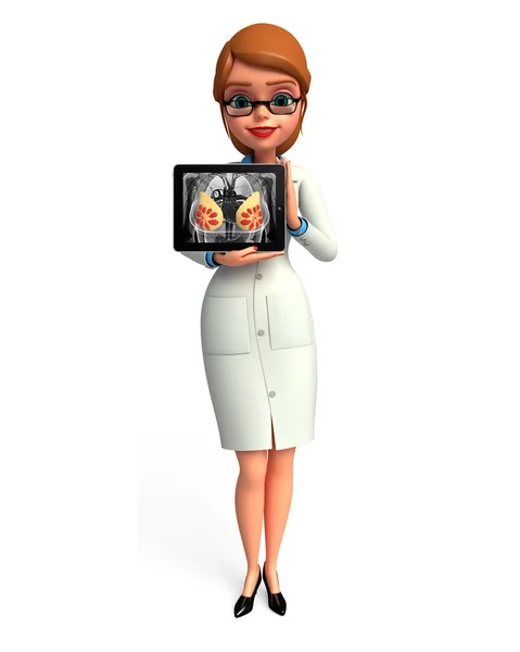 Young Doctor with breast anatomy — Stock Photo, Image