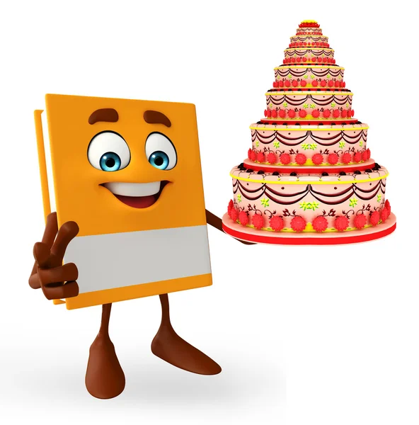 Book Character with cake — Stock Photo, Image