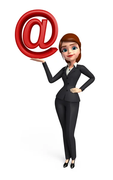 Young Business Woman with at the rate sign — Stock Photo, Image