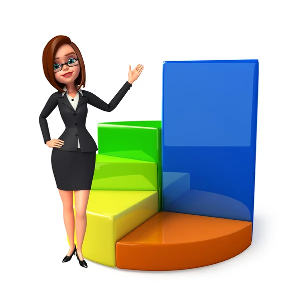 Fiatal üzleti nő üzleti grafikon — Stock Fotó