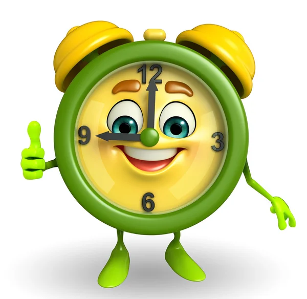 Table clock character with thumbs up — Stock Photo, Image