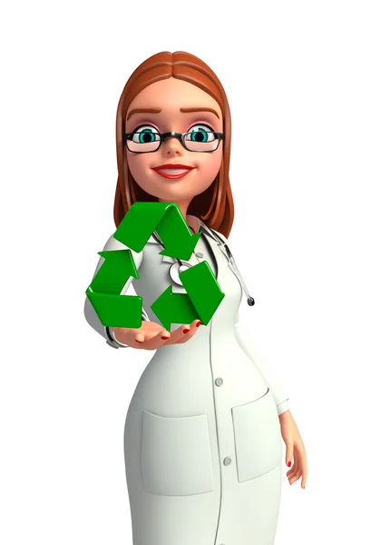 Jonge dokter met recycle pictogram — Stockfoto