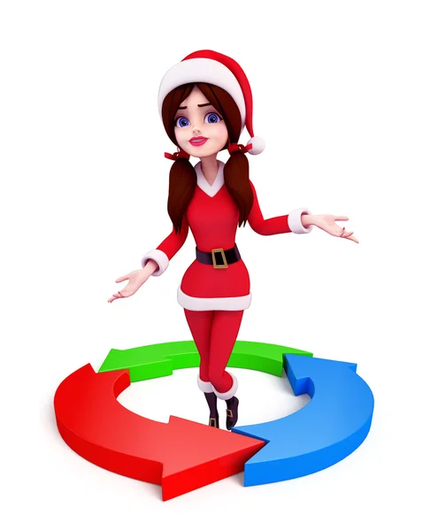 Santa-Mädchen-Figur mit Kreisdiagramm — Stockfoto