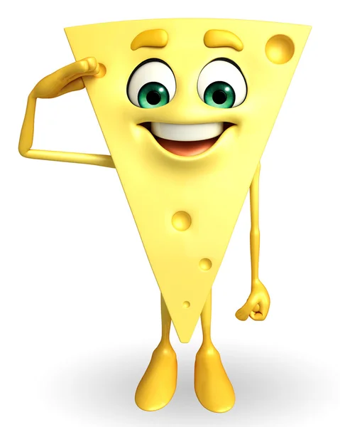Carácter de queso con pose de saludoτυρί χαρακτήρας με χαιρετισμό πόζα — Stockfoto