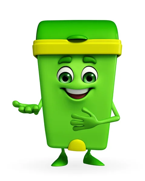 Carácter Dustbin con pose de bienvenida — Foto de Stock