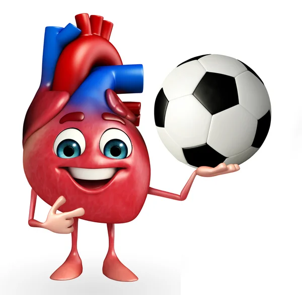 Personagem do coração com futebol — Fotografia de Stock