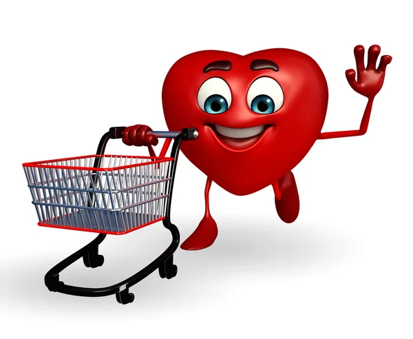 Heart Shape character with trolley — Stock Photo, Image