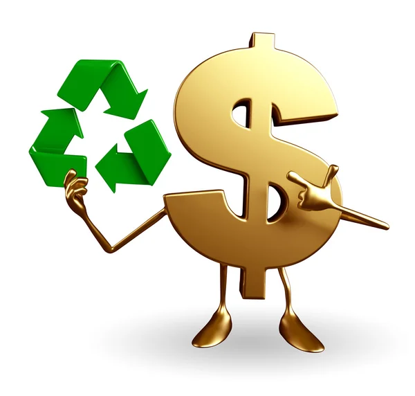 Dollar Character with recycle icon — Stock Photo, Image