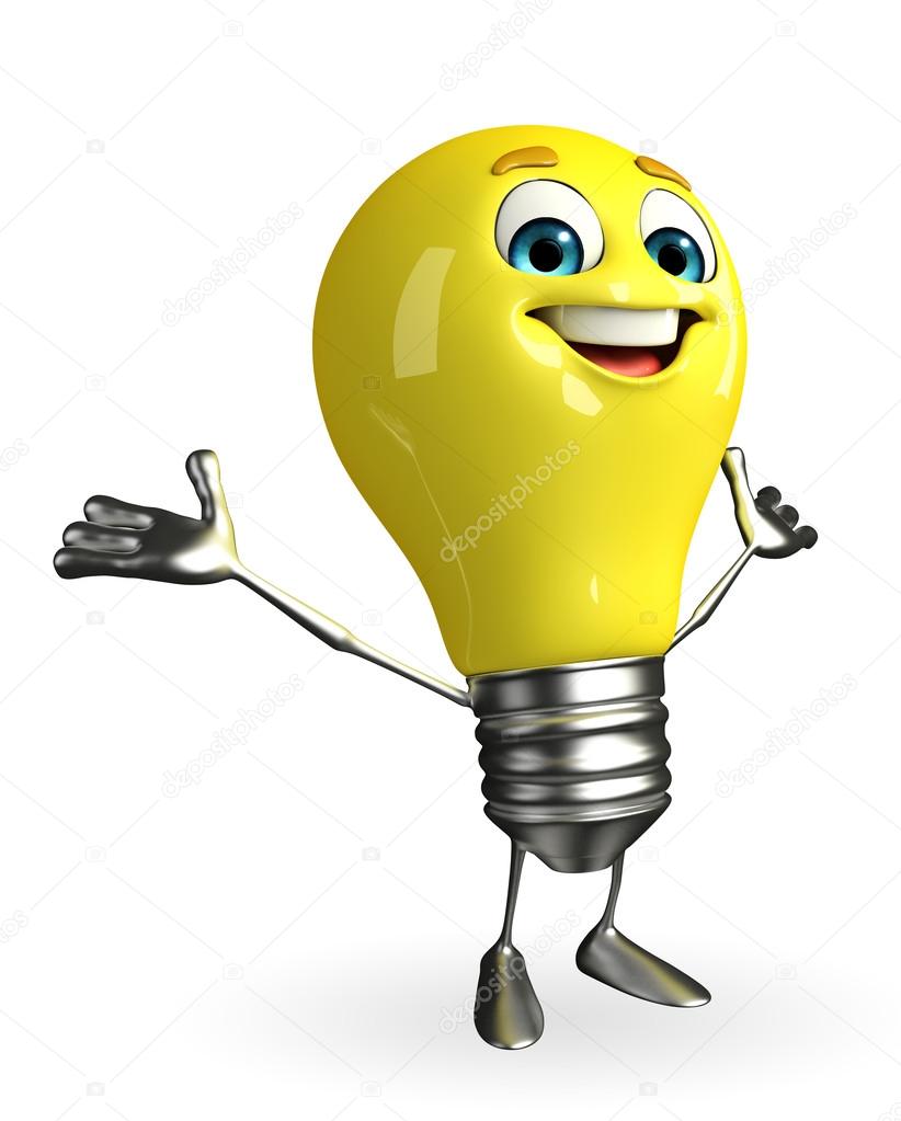 Light Bulb Character with happy pose