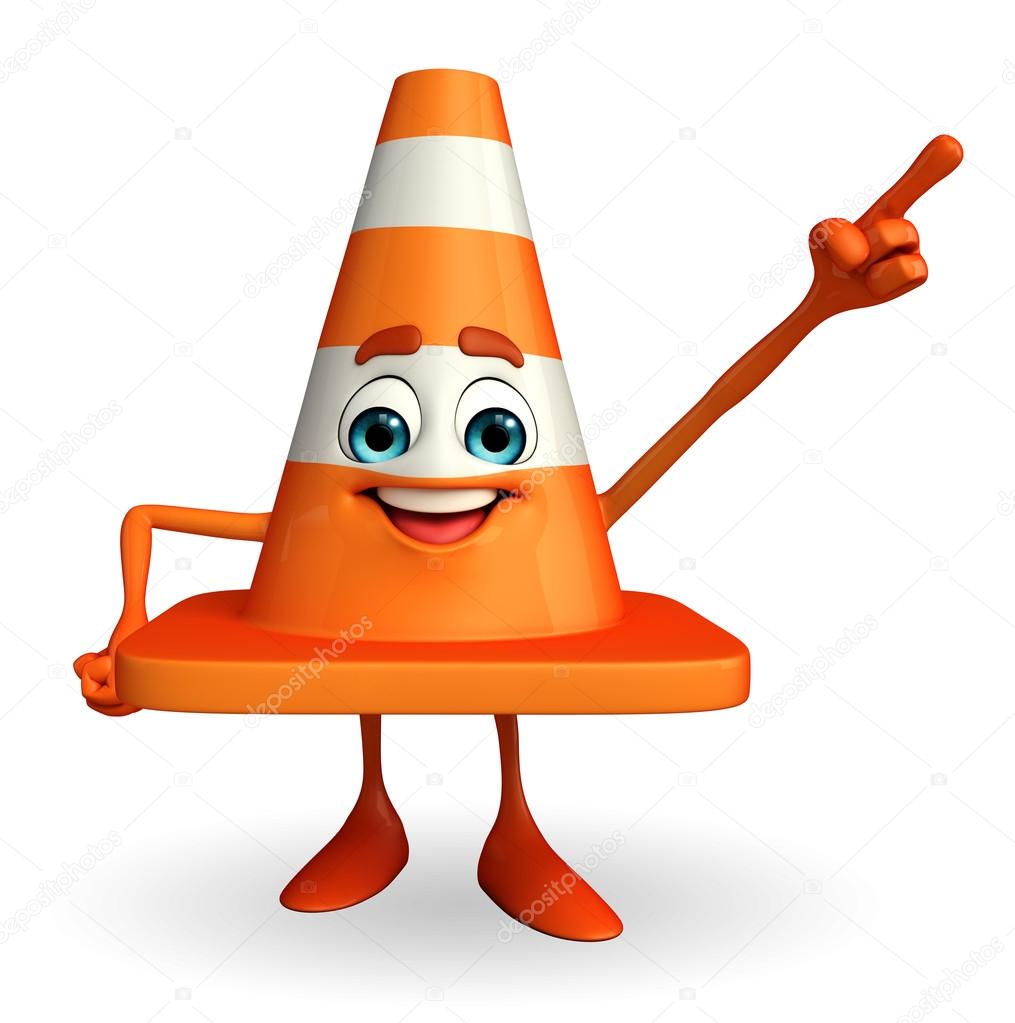 Construction Cone with pointing pose