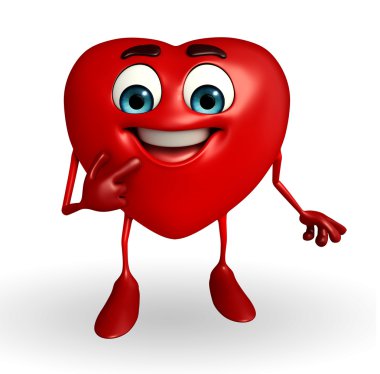 utangaç poz ile kalp şekli karakter