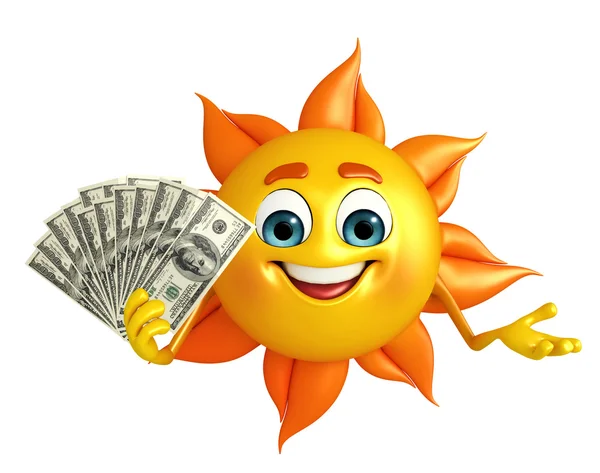 Caractère Soleil Avec des dollars — Photo