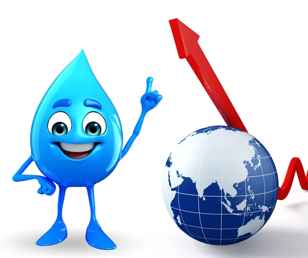 Water Drop Character with Arrow — Stock Photo, Image