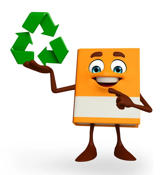 Buchfigur mit Recycling-Symbol — Stockfoto