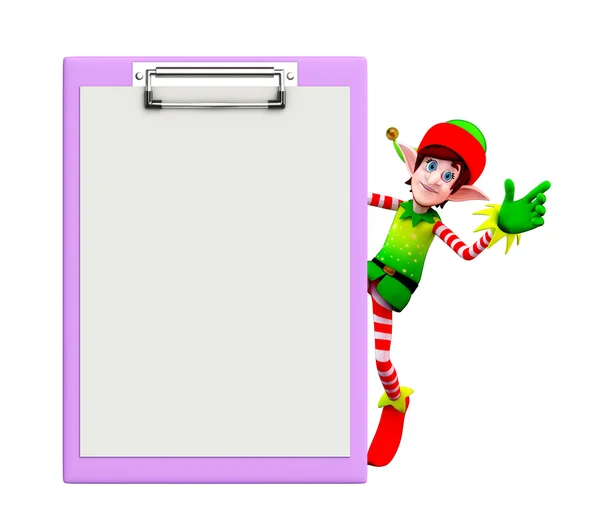 Elf character with notepad — Stock Photo, Image
