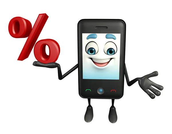 Mobile character with Percentage — Stock Photo, Image