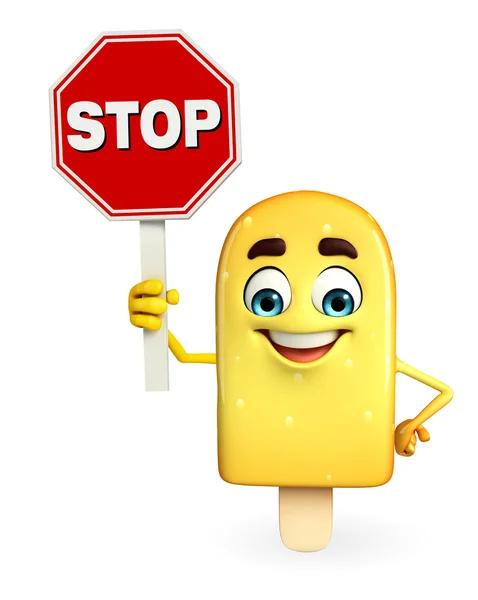 Carácter caramelo con señal de stop —  Fotos de Stock