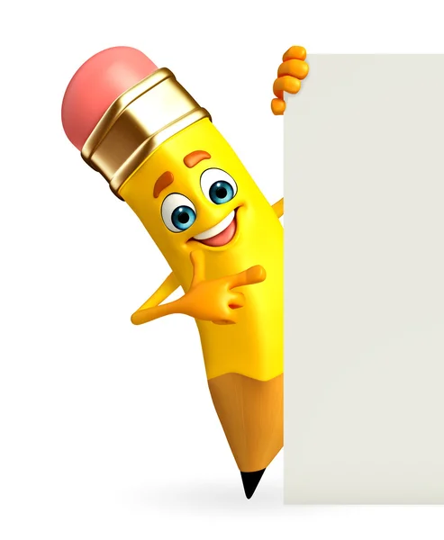 Pencil Character with sign — Stock Photo, Image