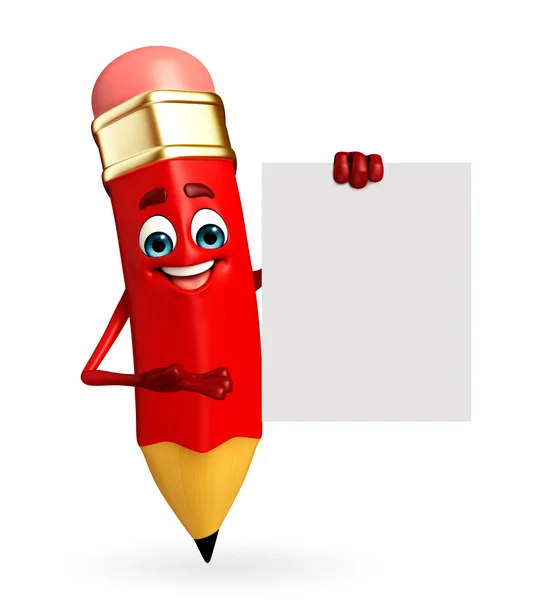 Pencil Character with sign — Stock Photo, Image