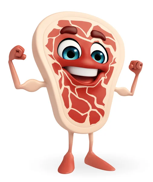 Meat steak character is bodybuilding — Stock Photo, Image