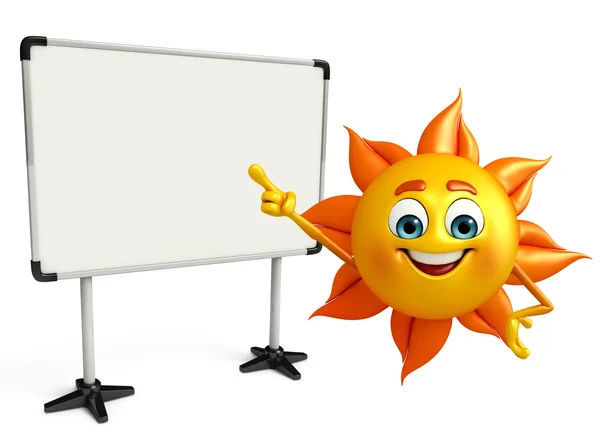 Sun Character With sign board — Stock Photo, Image