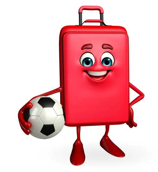 Futbol ile seyahat çantası chatacter — Stok fotoğraf