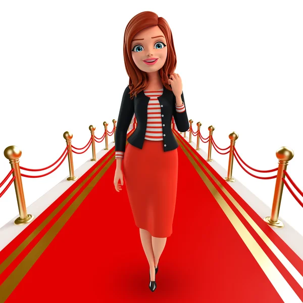 Young Corporate lady with carpet — Stock Photo, Image