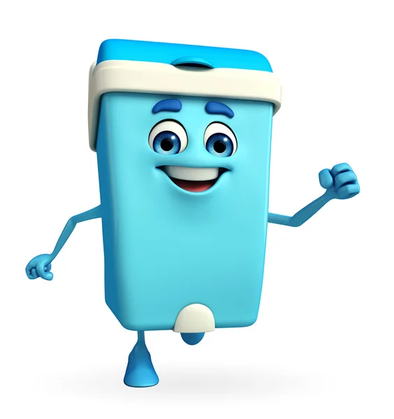 Dustbin Character is running — Stock Photo, Image