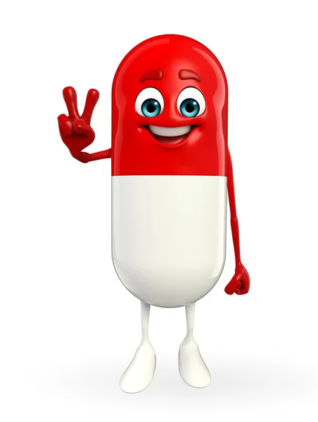 Pill Character is Victory pose — Stock Photo, Image