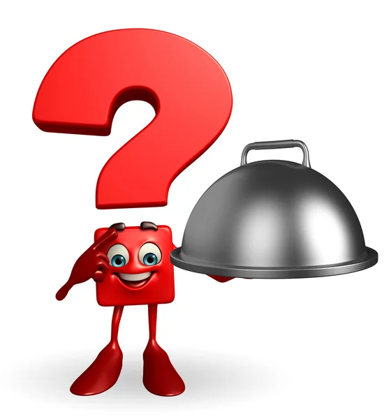 Question Mark character with dish pan — Stock Photo, Image