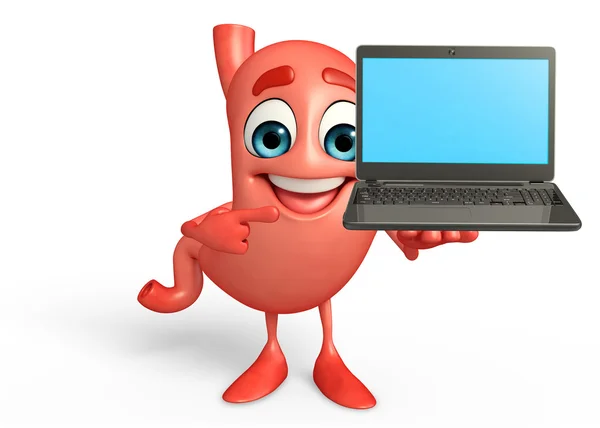 Żołądek z laptopa — Zdjęcie stockowe