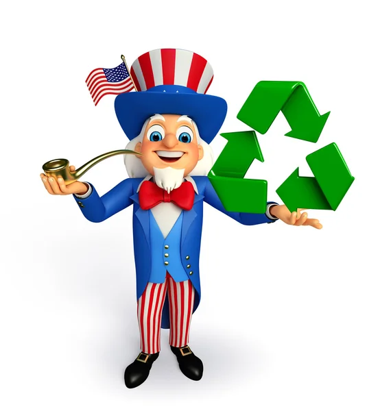 Oncle Sam avec icône de recyclage — Photo