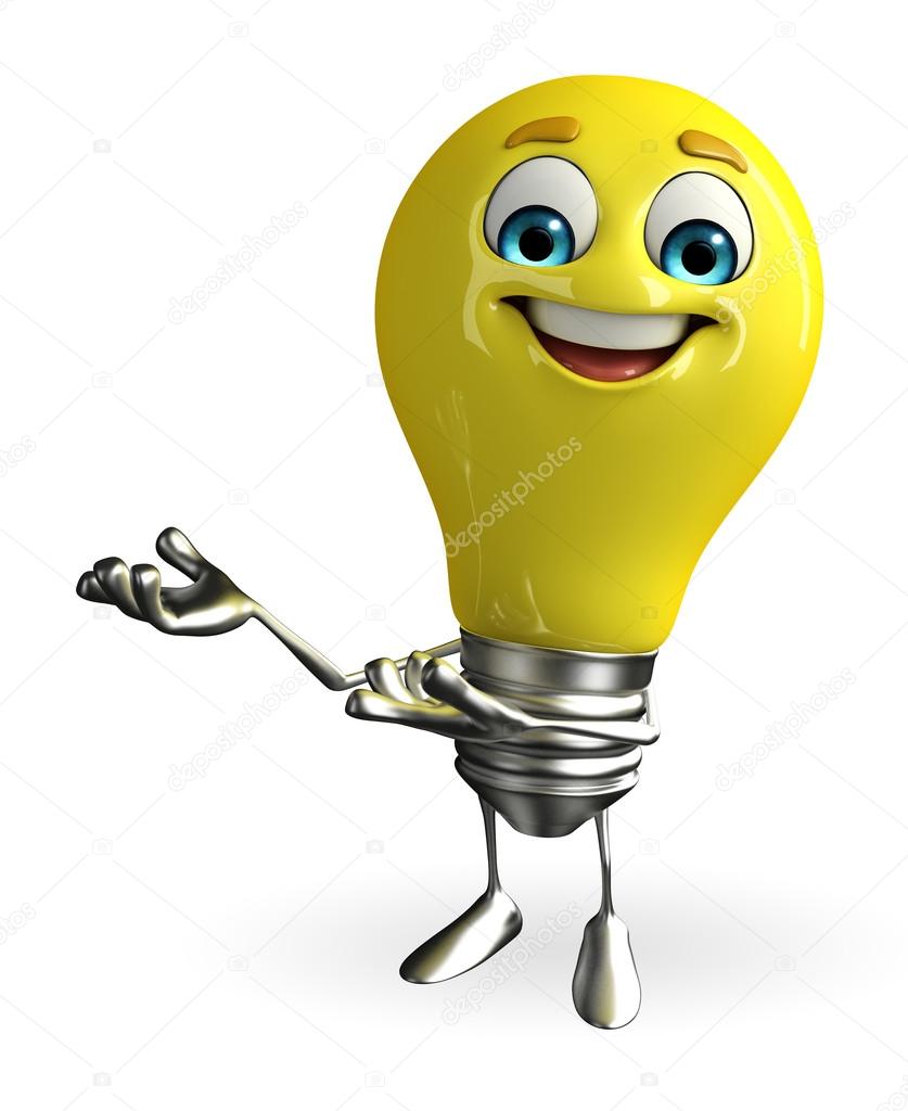 Light Bulb Character with holding pose