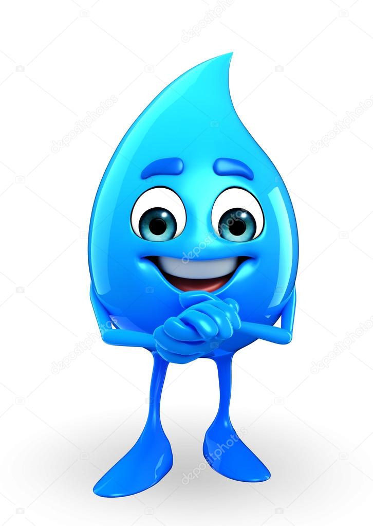 Water Drop Character is happy