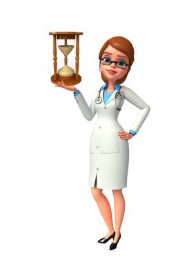 Genç doktor kum saati ile