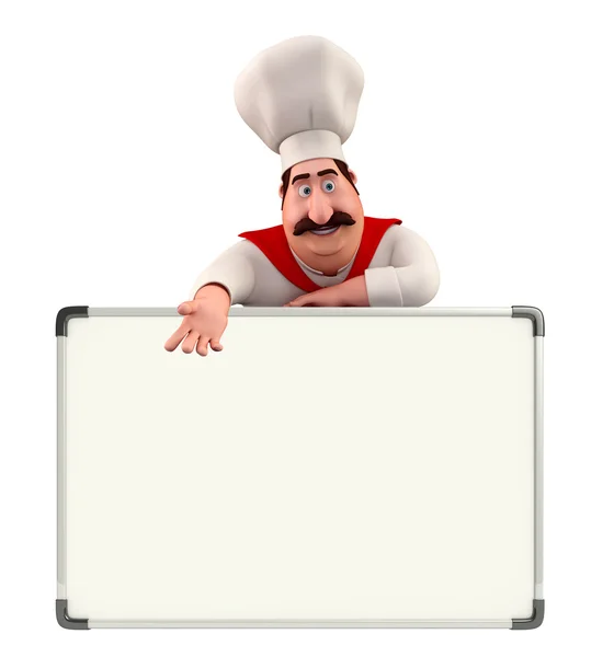 Jonge chef-kok met weergave van bestuur — Stockfoto