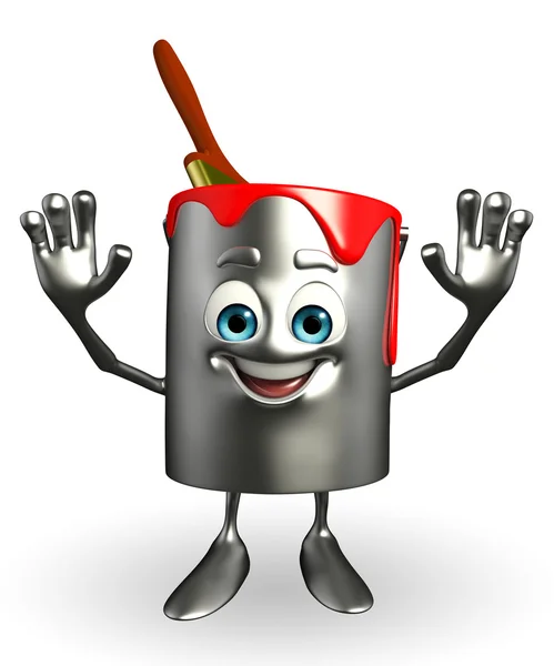 Paint Bucket Character is hello pose — Stock Photo, Image