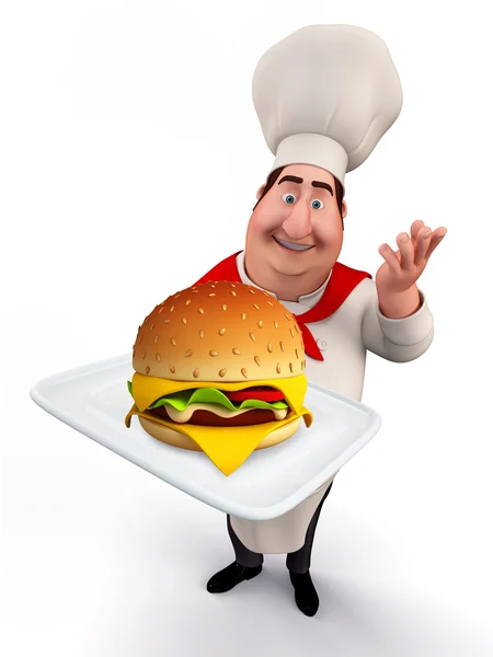 Mladí kuchaři s burger — Stock fotografie