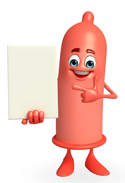 Персонаж презерватива со знаком — стоковое фото