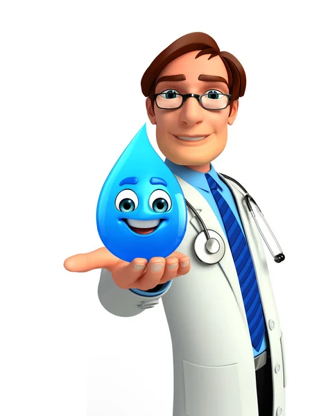 Su damlası ile genç bir doktor — Stok fotoğraf