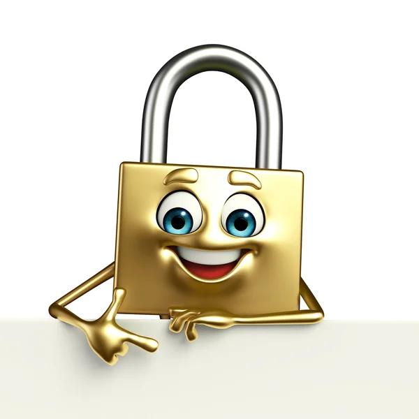 Lock Character with sign — Stock Photo, Image