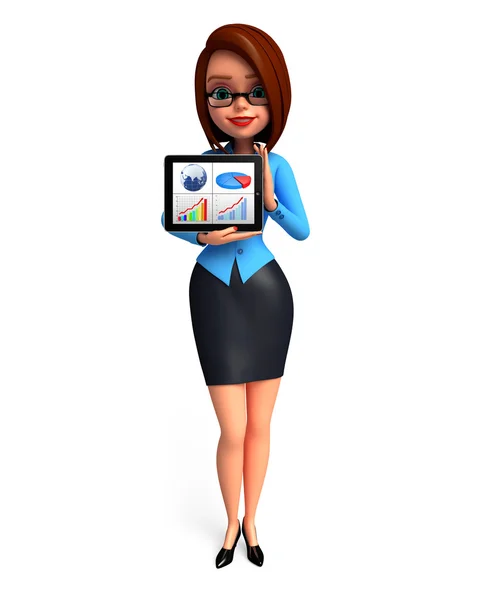 Young office girl with business graph — Stock Photo, Image