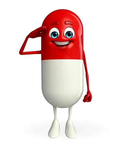 Pill Character is Salute pose — Stock Photo, Image