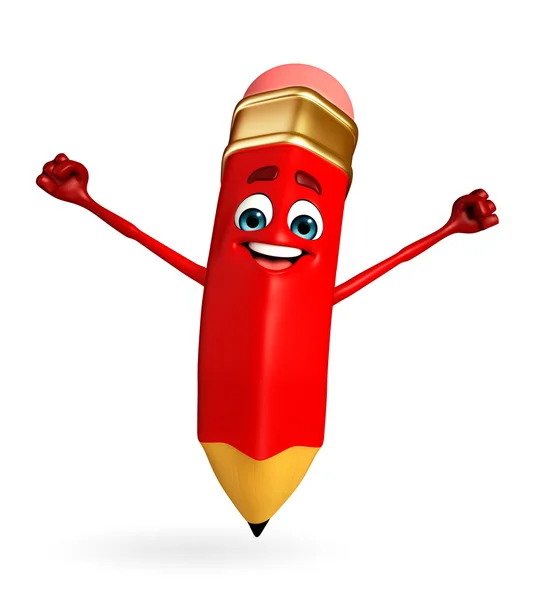 Pencil Character is happy pose — Stock Photo, Image