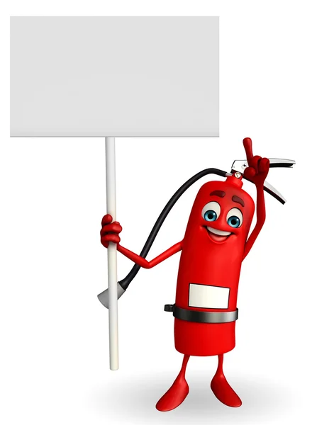 Fire Extinguisher personaje con signo —  Fotos de Stock