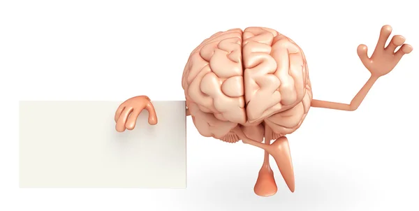 Hjärnan karaktär med tecken — Stockfoto