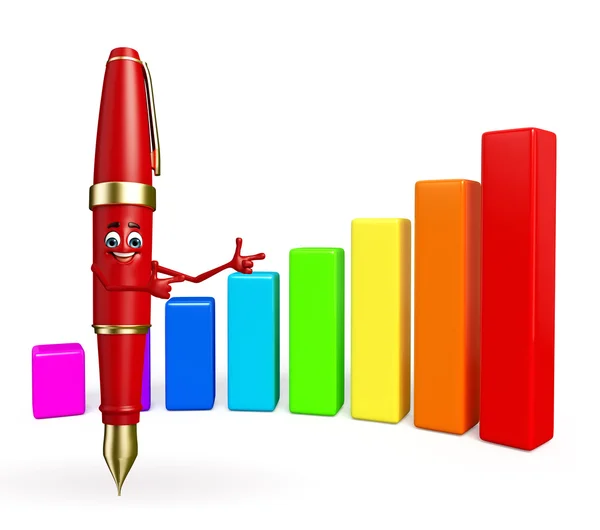 Pen Character with Business graph — Stock Photo, Image