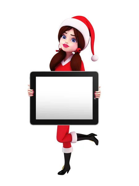 Santa Girl Character with tab — Stock Photo, Image